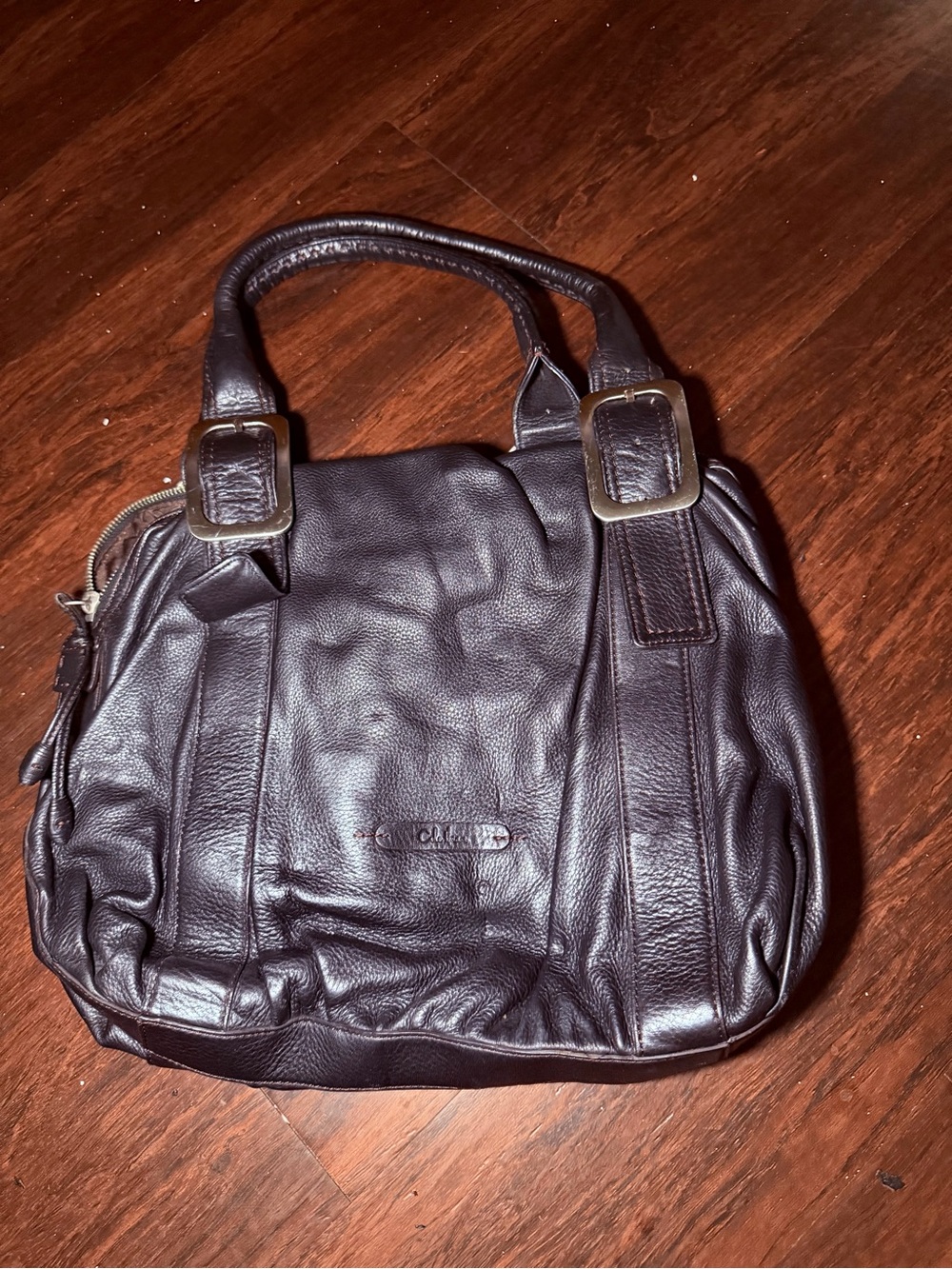 Cole Haan Dark Brown Leather Shoulder Bag with Buckle Details